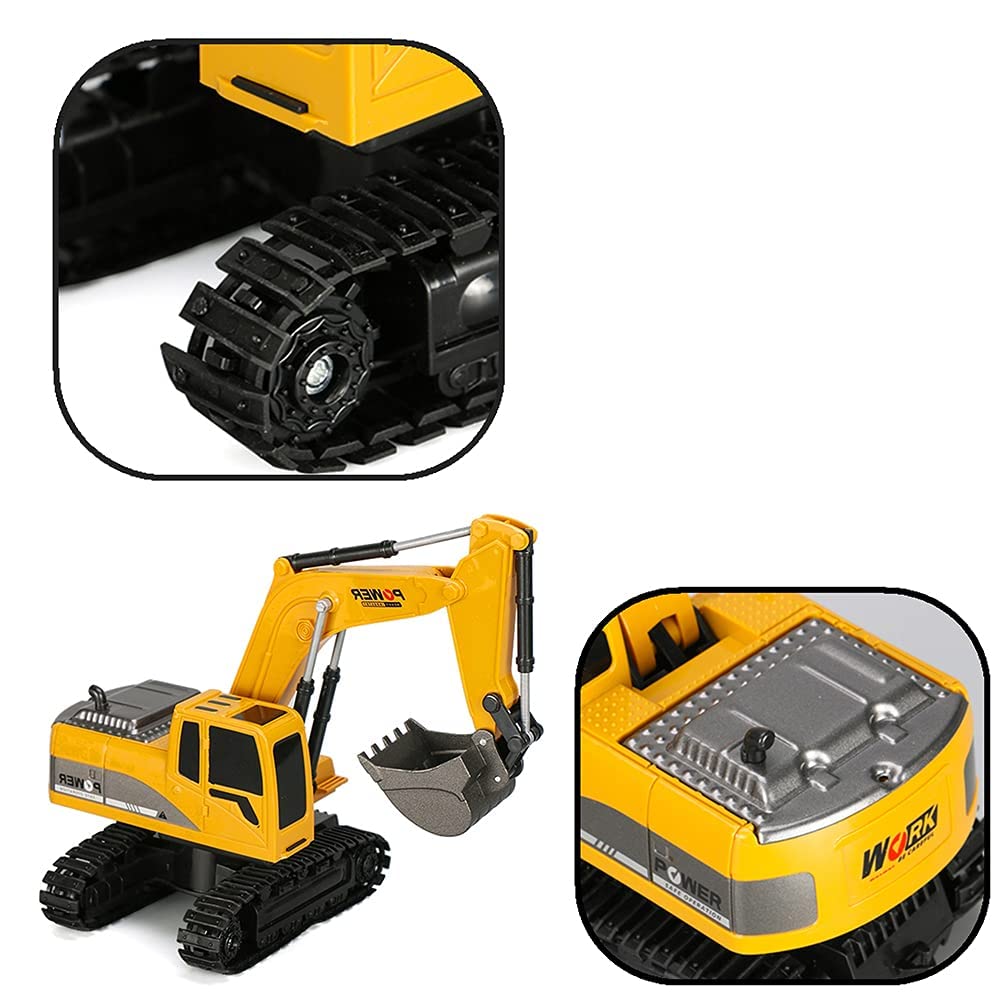 Remote Control Excavator Construction Vehicle with Sound and Lights， Rechargeable RC Truck Excavator Toys for Boys Girls Kids Gift