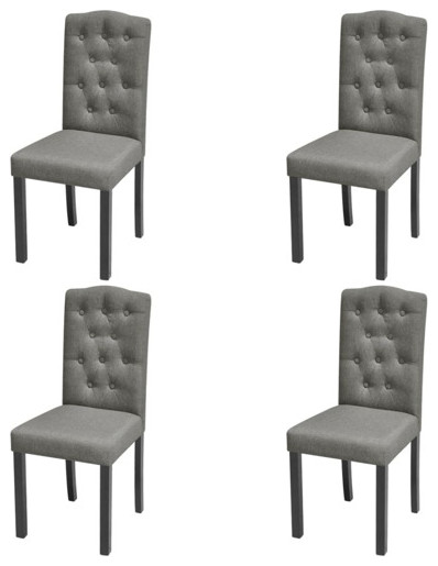 vidaXL Chair 4 Pcs Kitchen Seating Dining Chair Banquette Seat Gray Fabric   Transitional   Dining Chairs   by vidaXL LLC  Houzz