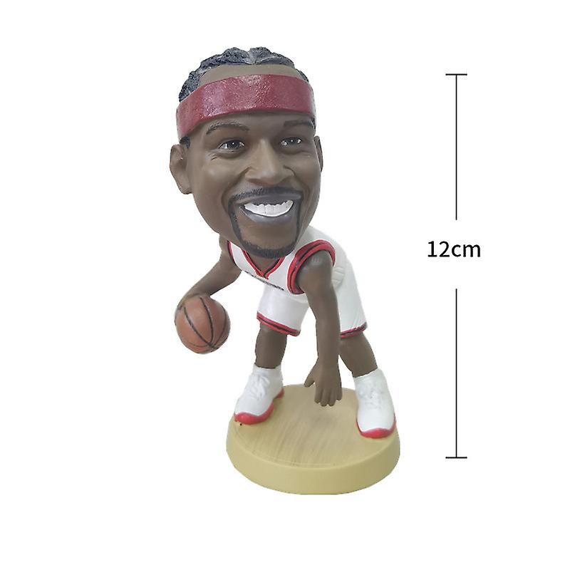 Basketball Star Allen Iverson Doll Shake Head Action Figure Car Deco Gift Doll 12cm