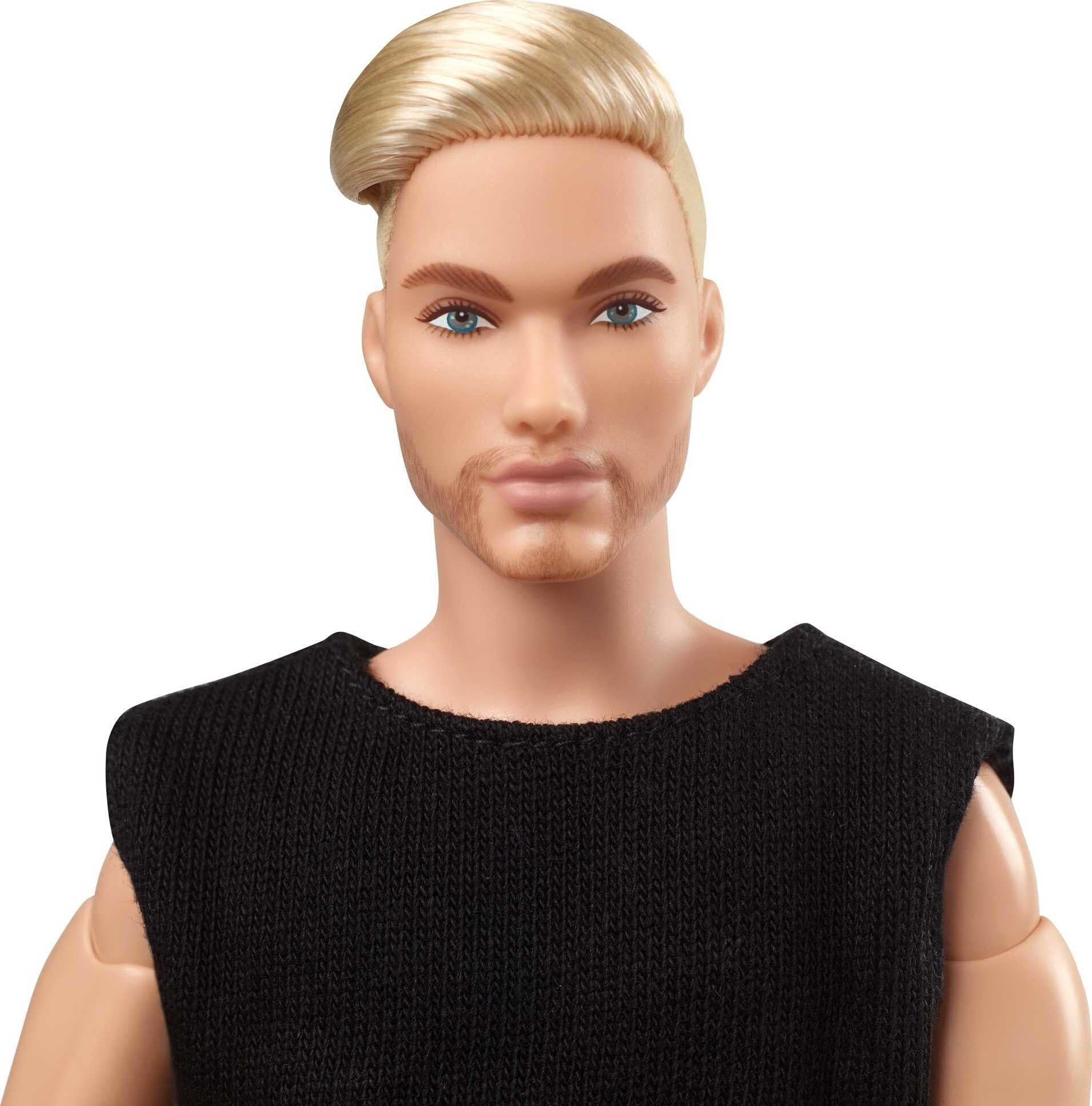 Barbie Signature Posable Barbie Looks Ken Doll, Blonde with Facial Hair