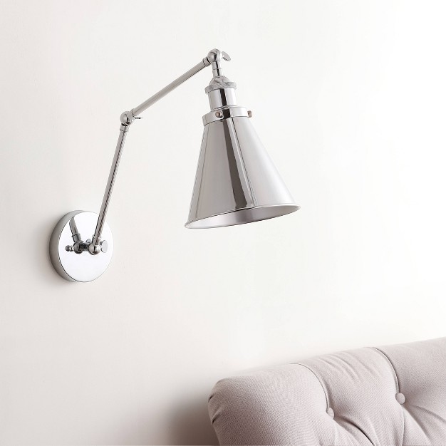 Adjustable Arm Metal Rover Wall Sconce includes Energy Efficient Light Bulb Silver Jonathan Y