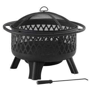 Hampton Bay Piedmont 30 in. Steel Fire Pit in Black with Poker OFW992RA