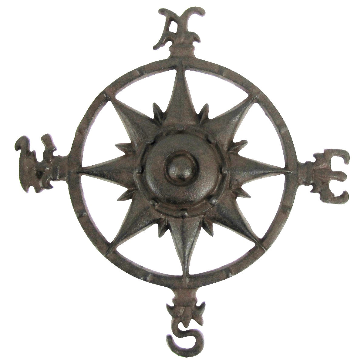 Rustic Cast Iron Rose Compass Nautical Beach House Wall Art/Outdoor Garden Decor