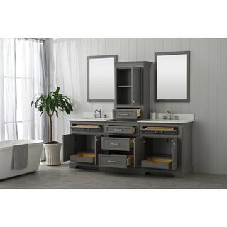 Design Element Milano 84 in. W x 22 in. D x 73 in. H Modular Bath Vanity in Gray with White Quartz Top ML-84MC-GY