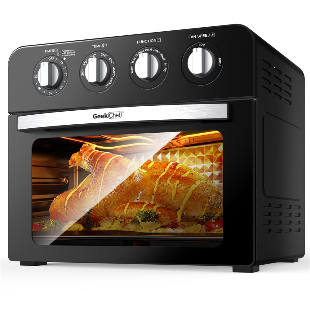 24 Quart Air Fryer Oven 7-in-1 Toaster Oven with Time, Fan Speed & Temperature Control, 1700W, Black