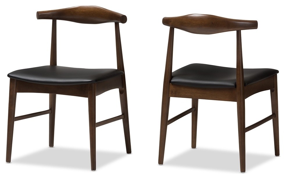 Midcentury Modern Walnut Wood Dining Chairs  Set of 2   Midcentury   Dining Chairs   by Imtinanz  LLC  Houzz