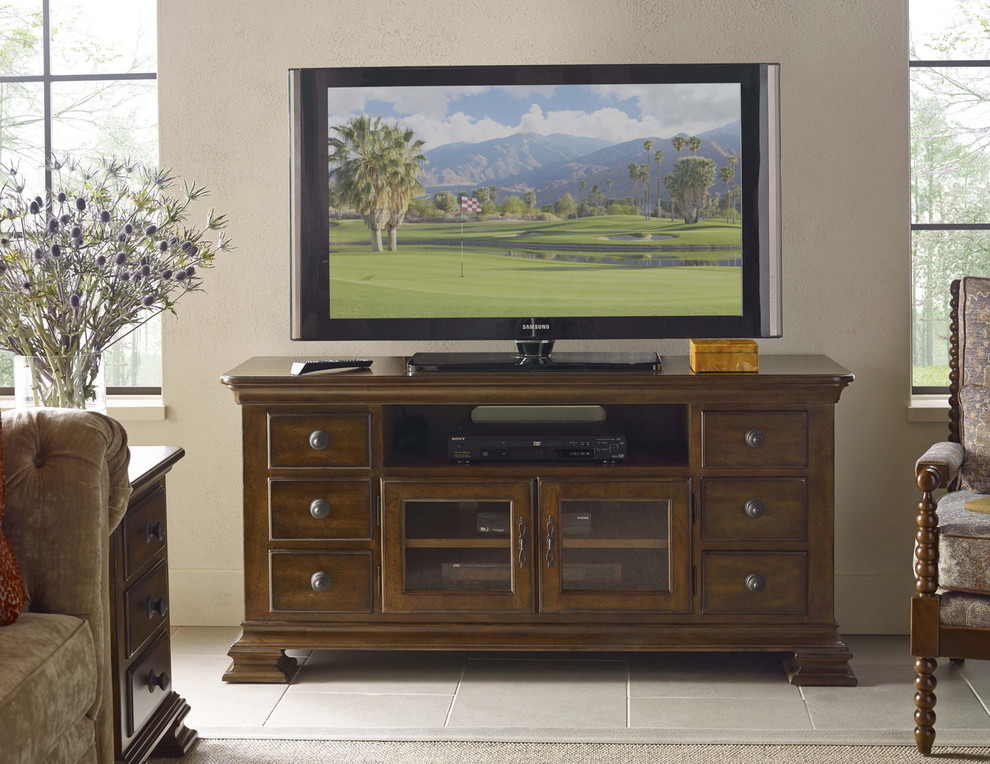 Kincaid Portolone Entertainment Console Table  Rich Truffle   Traditional   Entertainment Centers And Tv Stands   by Emma Mason  Houzz