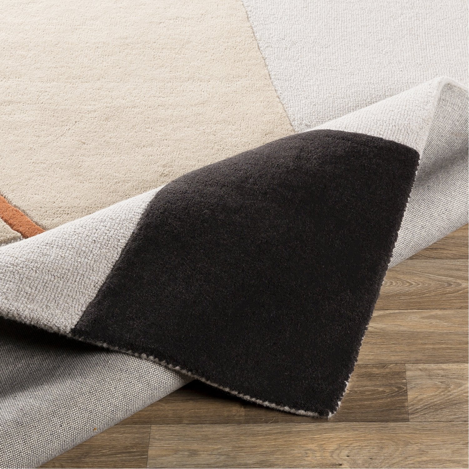 Emma Hand Tufted Rug in Burnt Orange, Mustard, Khaki, Black, Camel, Light Gray