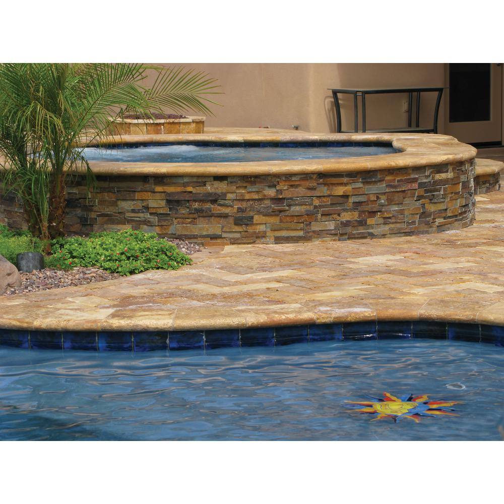 MSI Porcini 2 in. x 16 in. x 24 in. Brushed Travertine Pool Coping (2.67 sq. ft.Case ) LCOPTPOR1624HUF