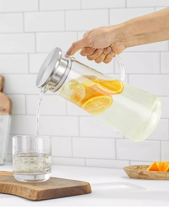 JoyJolt Breeze Glass Pitcher with Stainless Steel Lid