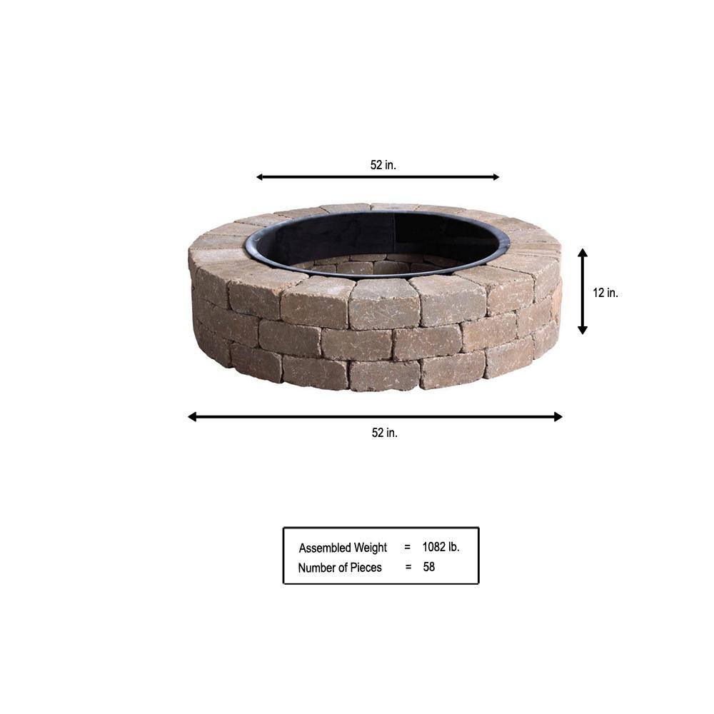 Anchor Weston 52 in. x 12 in. Northwoods Tan Round Concrete Fire Pit Kit With Metal Liner 70300879