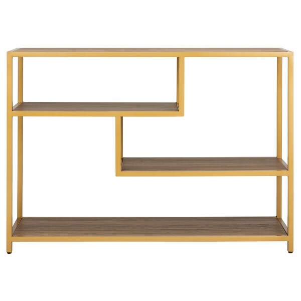 SAFAVIEH Reese Geometric Console Table -Walnut/Gold - 42