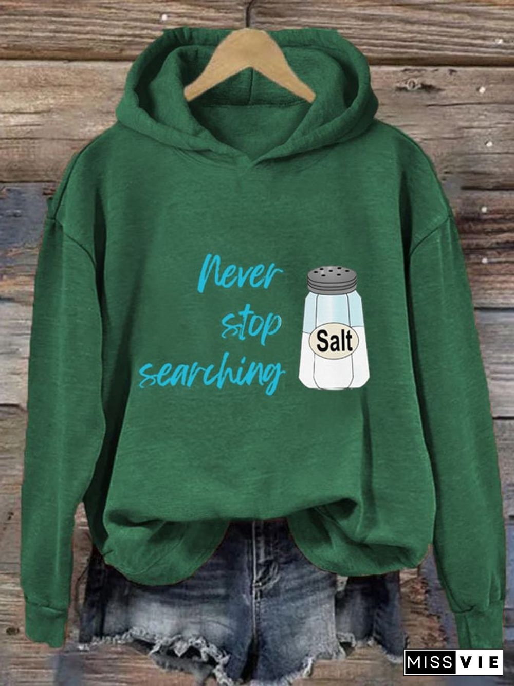 Women's Never Stop Searching Salt Print Hooded Sweatshirt