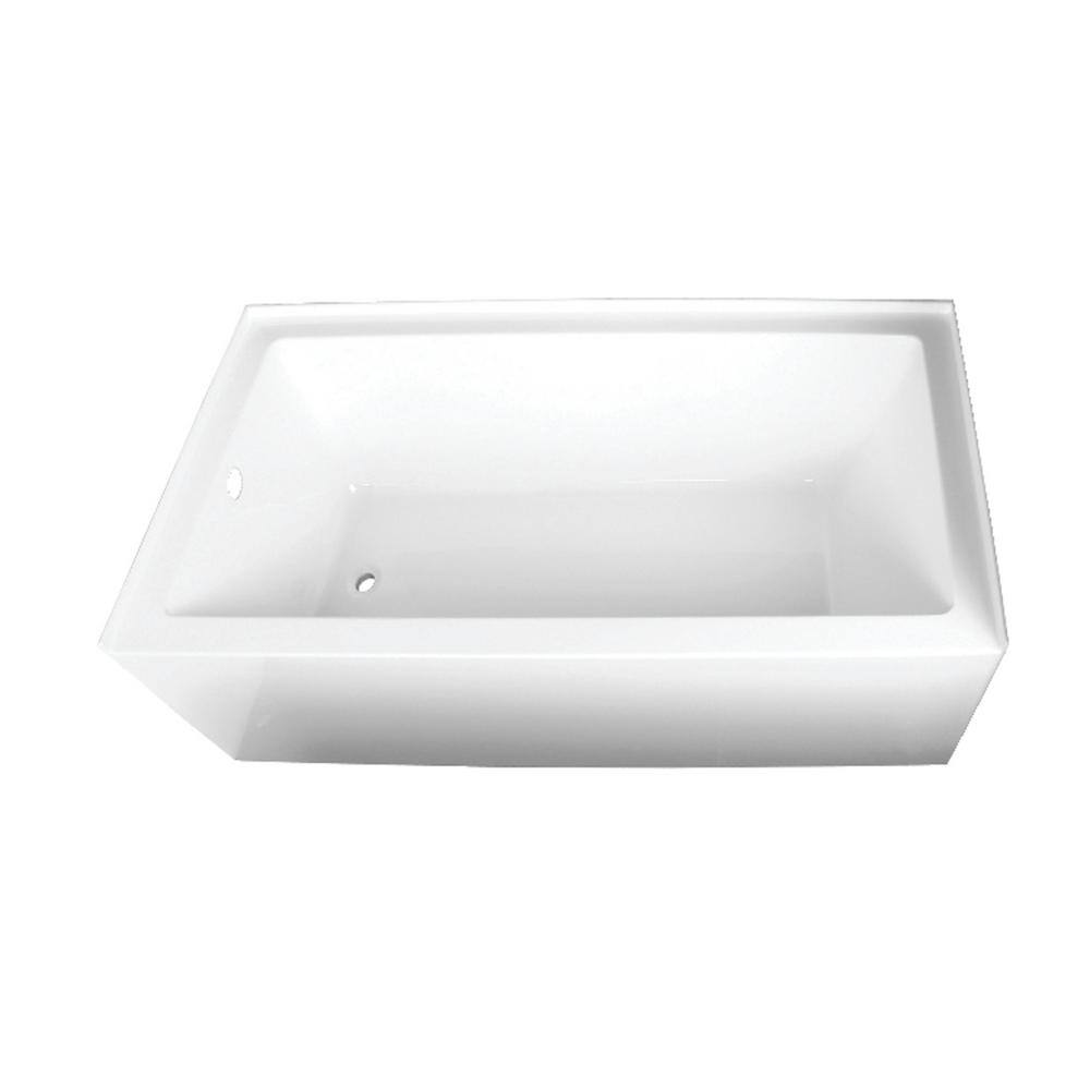 Kingston Brass Aqua Eden Sarah 66 in. Acrylic Left-Hand Drain Rectangular Alcove Bathtub in White HHVTAP663222L