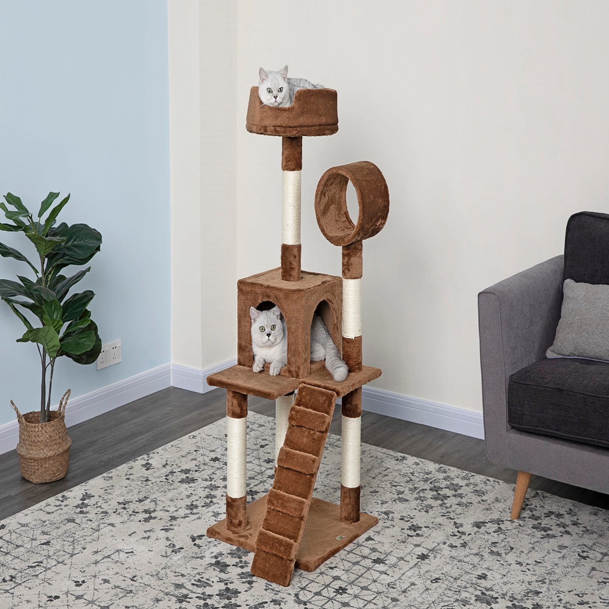 Go Pet Club Brown Cat Tree Condo with Sisal Covered Posts， 49.5