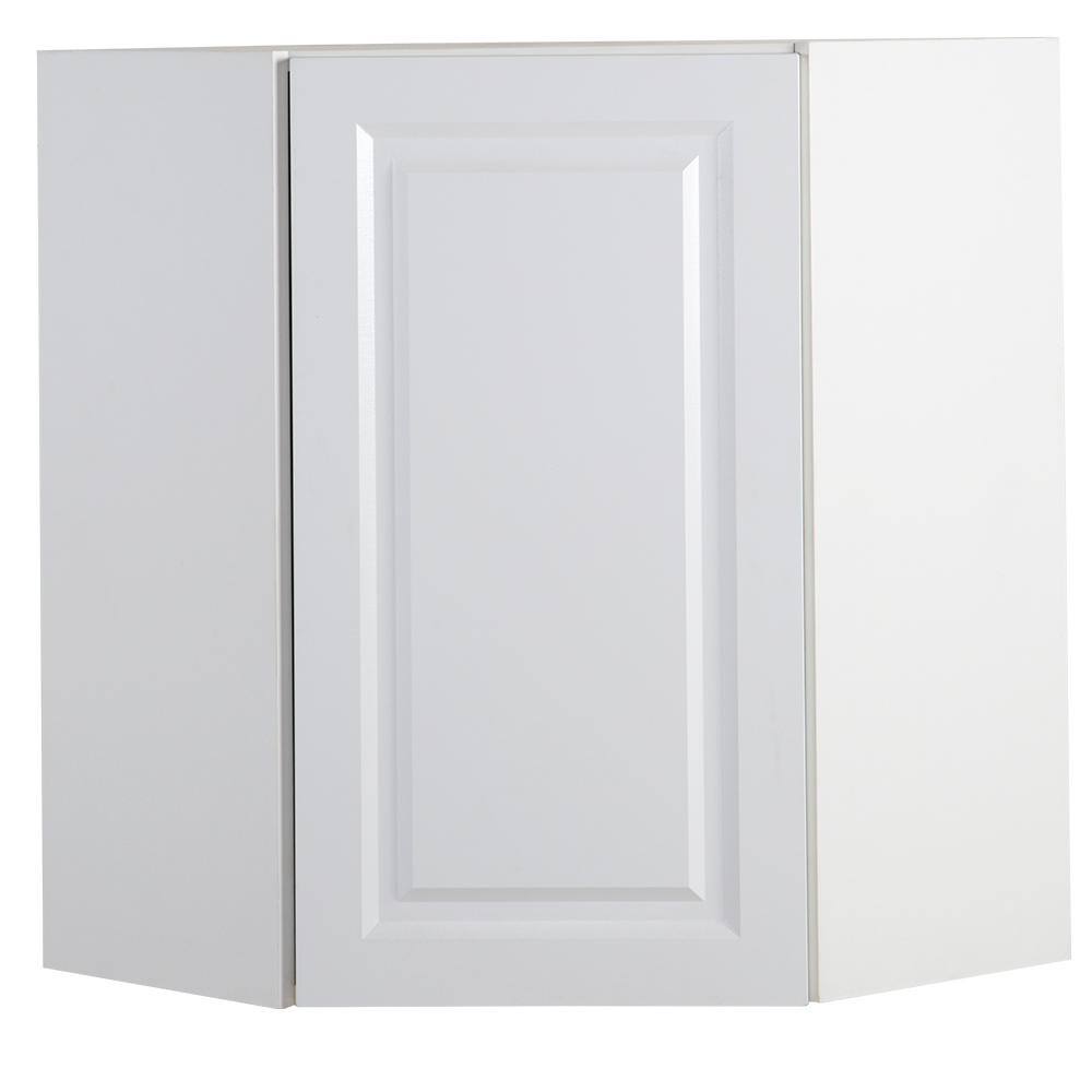 Hampton Bay Benton Assembled 23.6x30x23.6 in. Corner Wall Cabinet in White BT2430C-WH