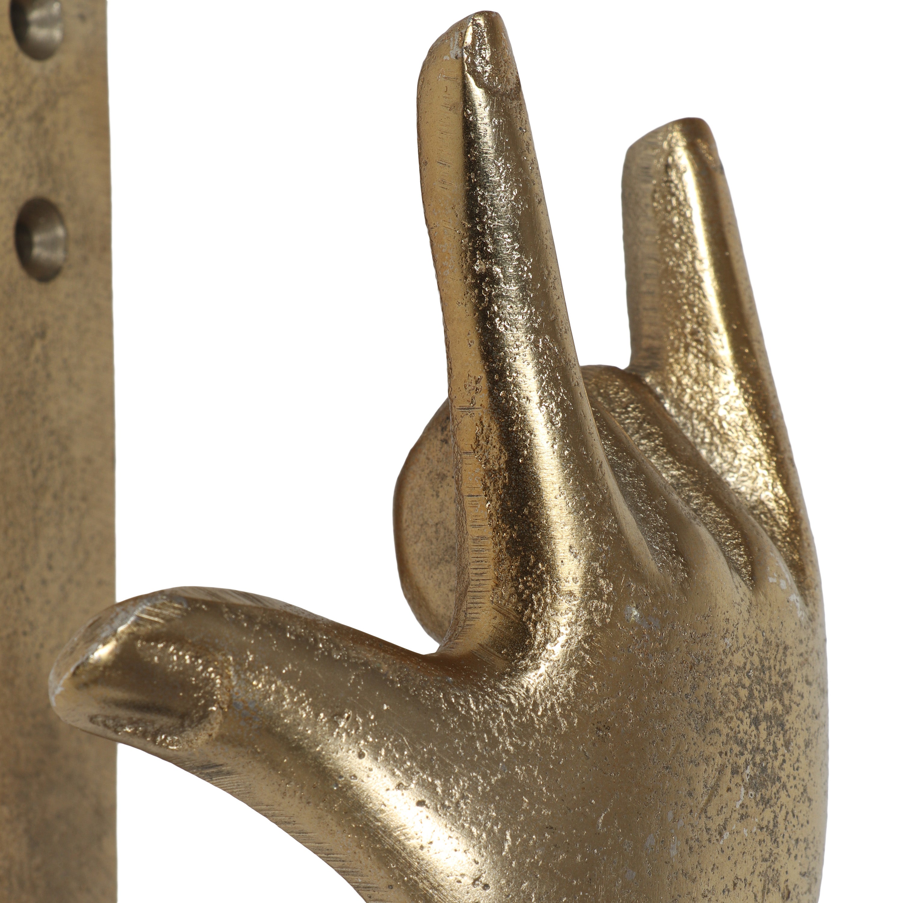 Denison Handmade Aluminum Hand Gesture Coat Hooks (Set of 3), Raw Gold