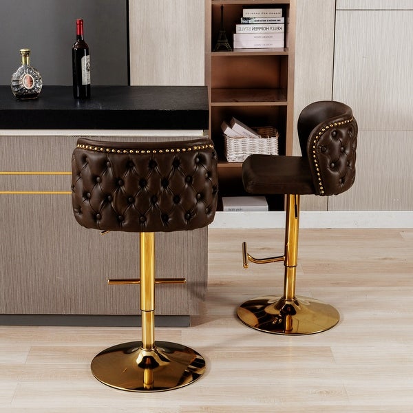 Upholstered Bar Stools with the whole Back Tufted (Set of 2)