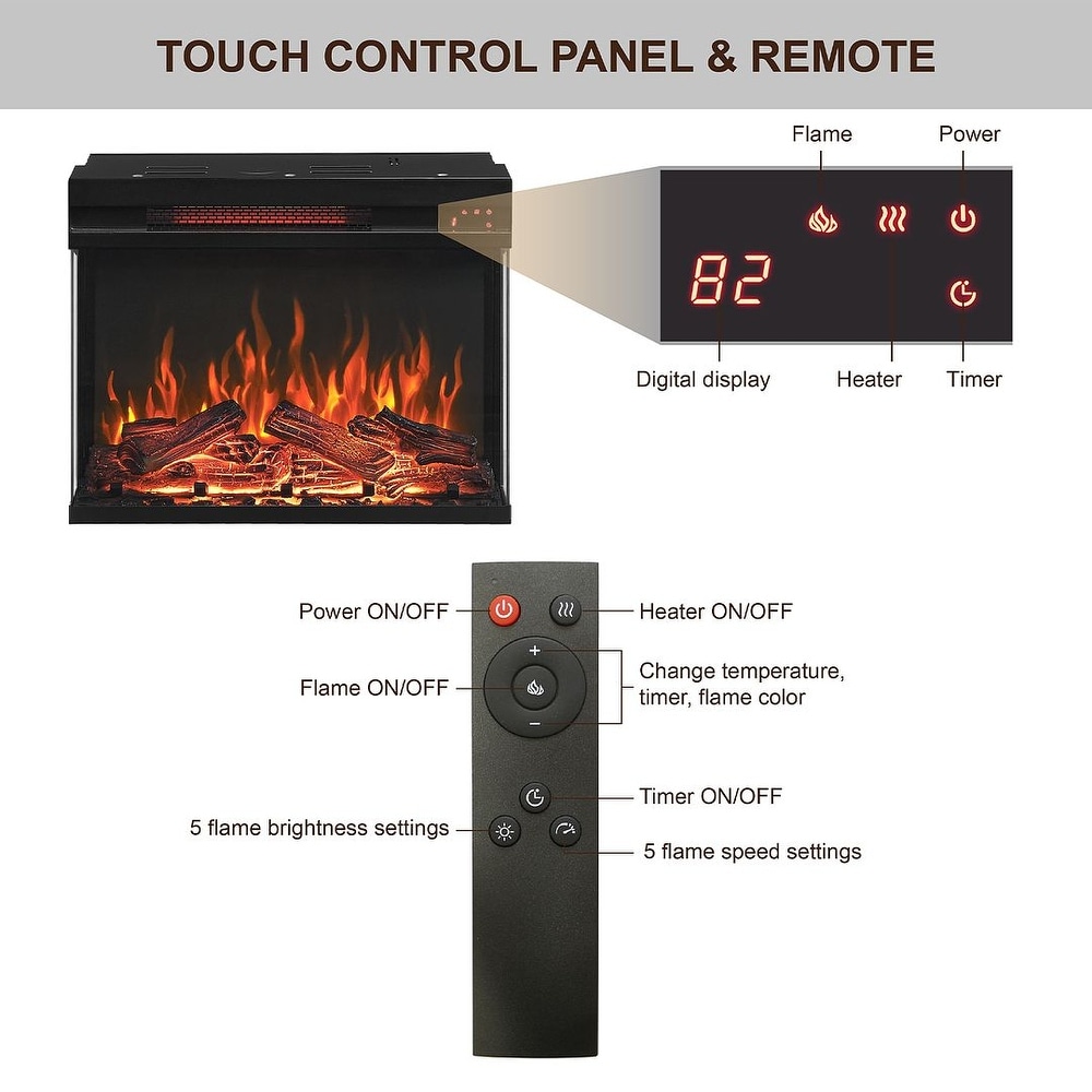 1500W Portable Electric Fireplace Heater with 400 Sq. Ft. Radius