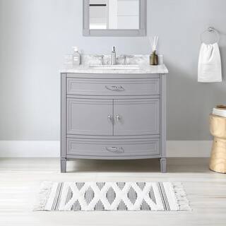 Home Decorators Collection Dacosti 36 in. W x 22 in. D x 34.5 in. H Single Sink Bath Vanity in Pebble Gray with White Carrara Marble Top Dacosti 36PG