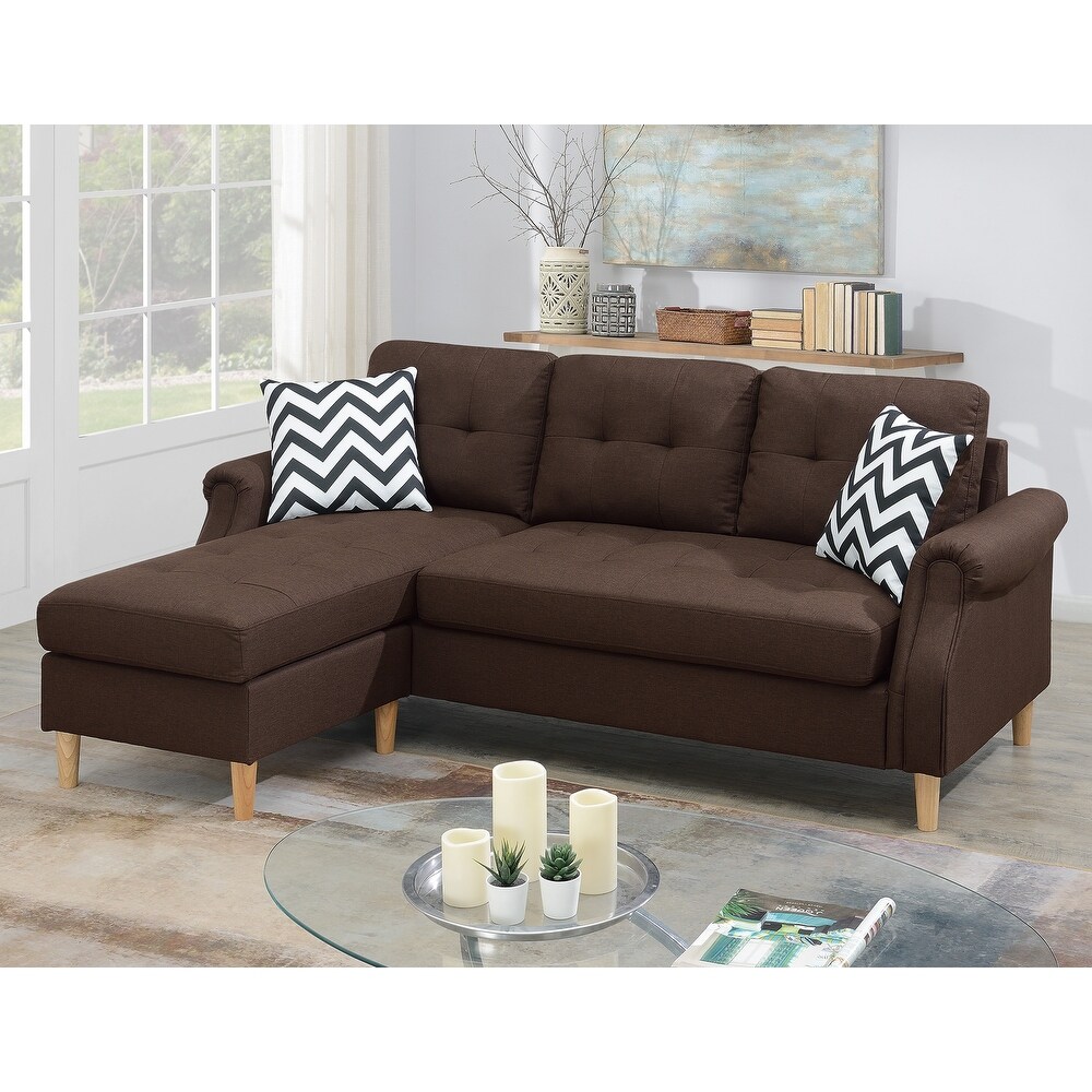 Poundex Reversible Sectional Set W/ 2 Accent Pillows