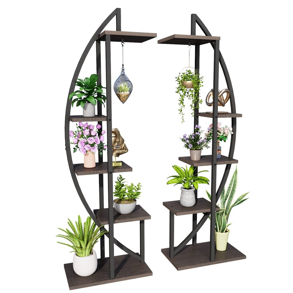 EROMMY Metal Plant Stand for Indoor Plants Multiple  Plant Shelf for Planter Display  Half Moon Plant Stand for Balcony