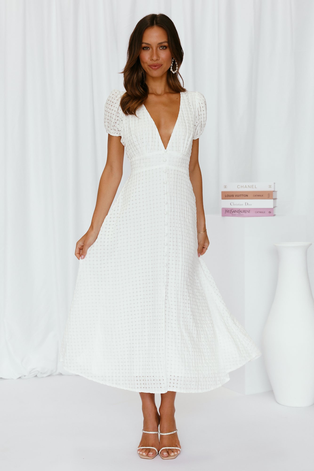 With Peace Midi Dress White