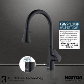 Karran Kadoma Single Handle Touchless Pull-Down Sprayer Kitchen Faucet in Matte Black KKF340MB