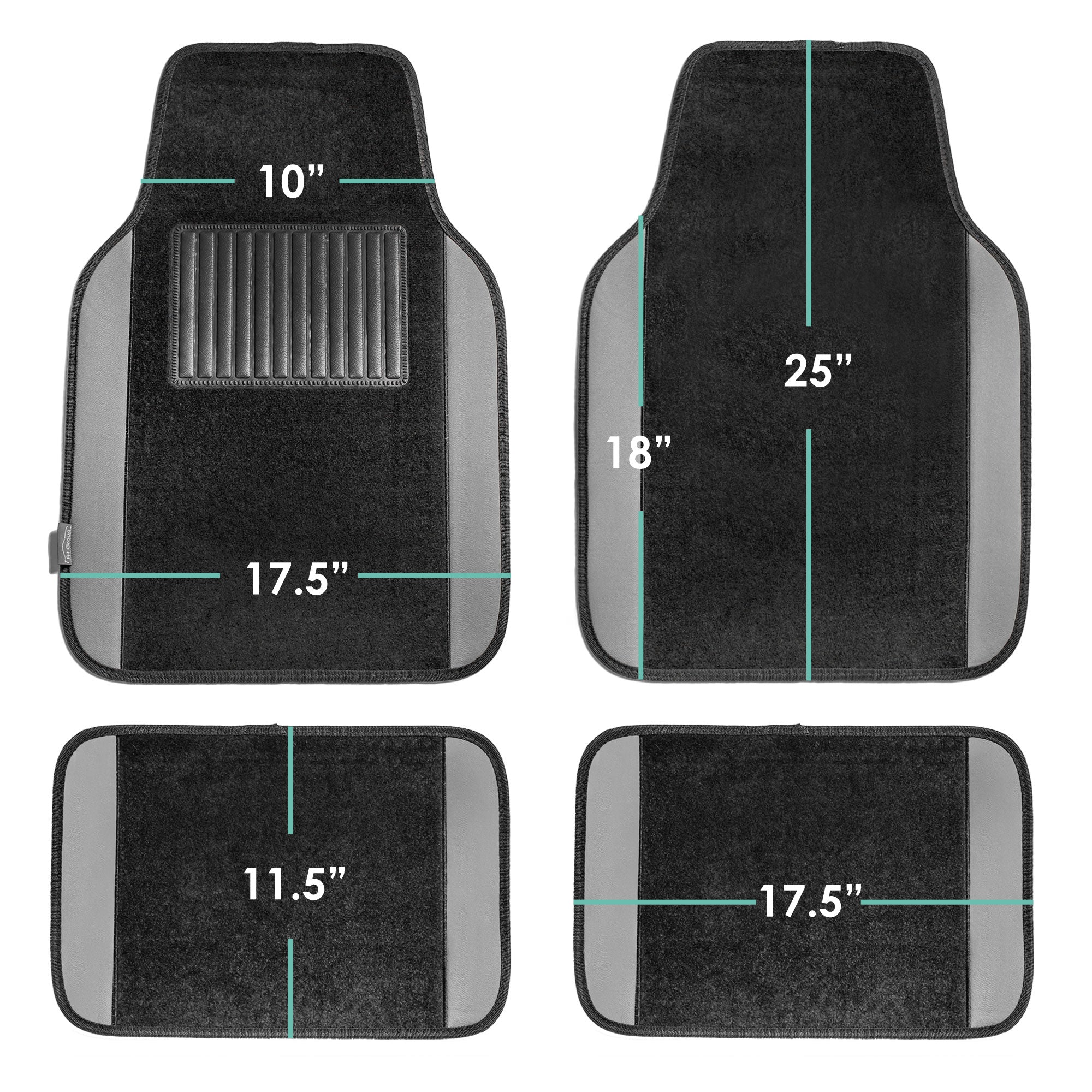 FH Group Premium Carpet Floor Mats Universal Fit For Auto Car SUV Van， Heavy Duty， Non-Slip Backing Unique Trim Liner Floor Mats - Front and Rear Full Set