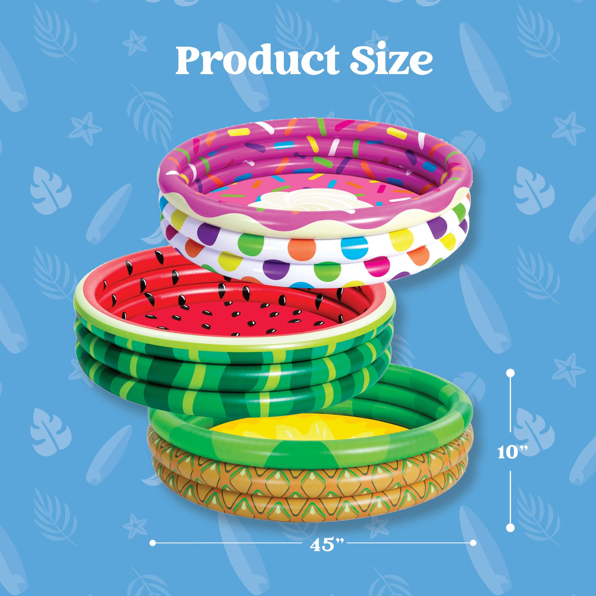 Clearance - 45in Watermelon & Pineapple & Cupcake Inflatable Kiddie Pool Set