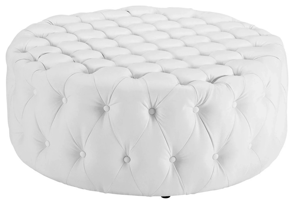 Mara White Upholstered Vinyl Ottoman   Transitional   Footstools And Ottomans   by V.S.D Furniture  Houzz