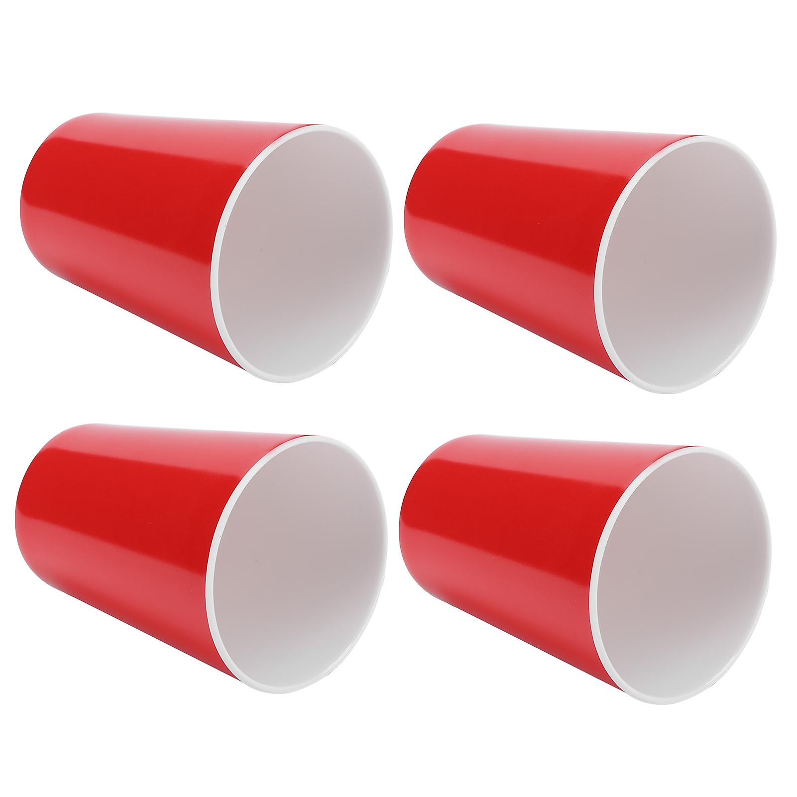 4PCS Imitation Ceramic Water Cup Drinking Mug for Office Home Bar Restaurant SuppliesRed