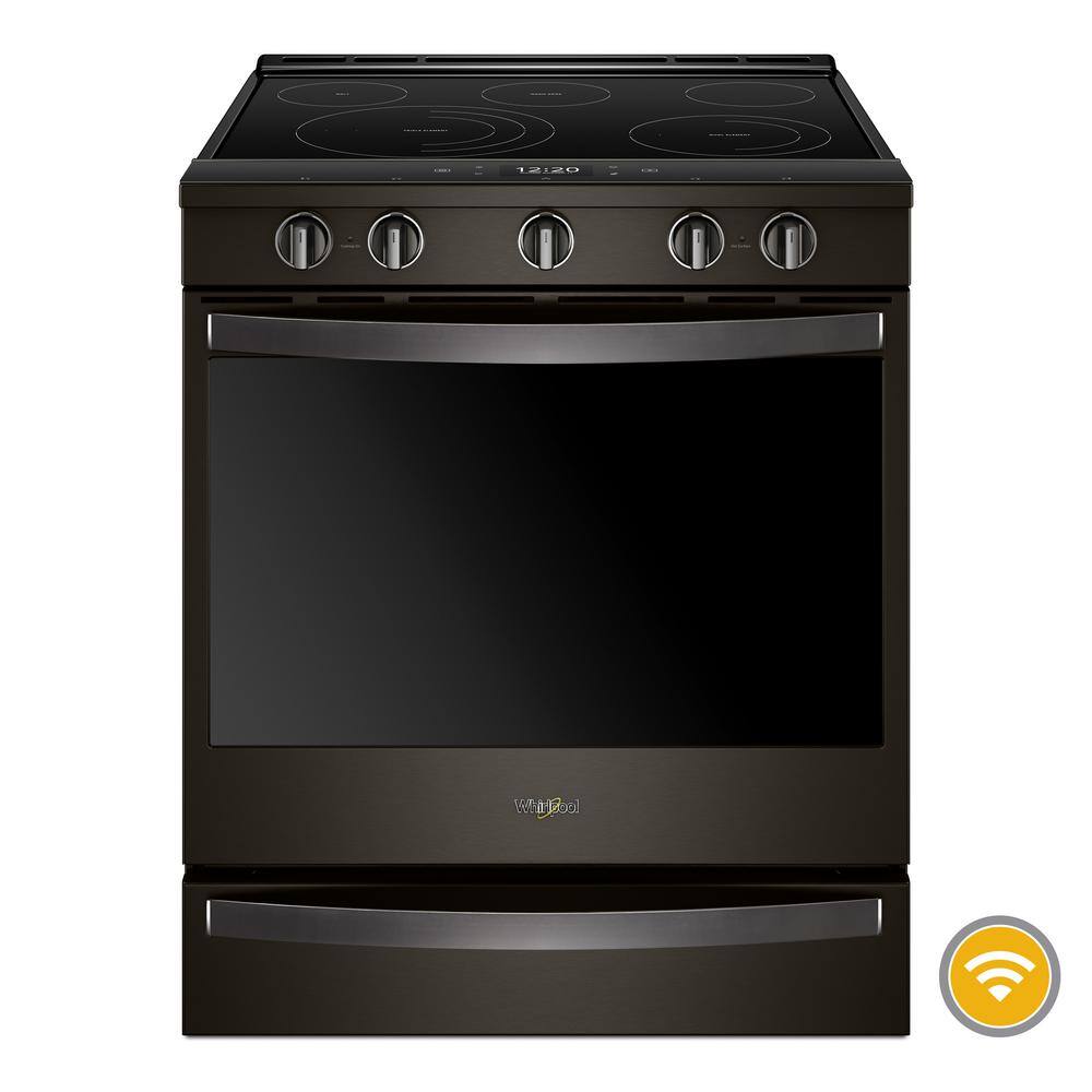 Whirlpool 6.4 cu. ft. Smart Slide-In Electric Range with Air Fry When Connected in Fingerprint Resistant Black Stainless WEE750H0HV