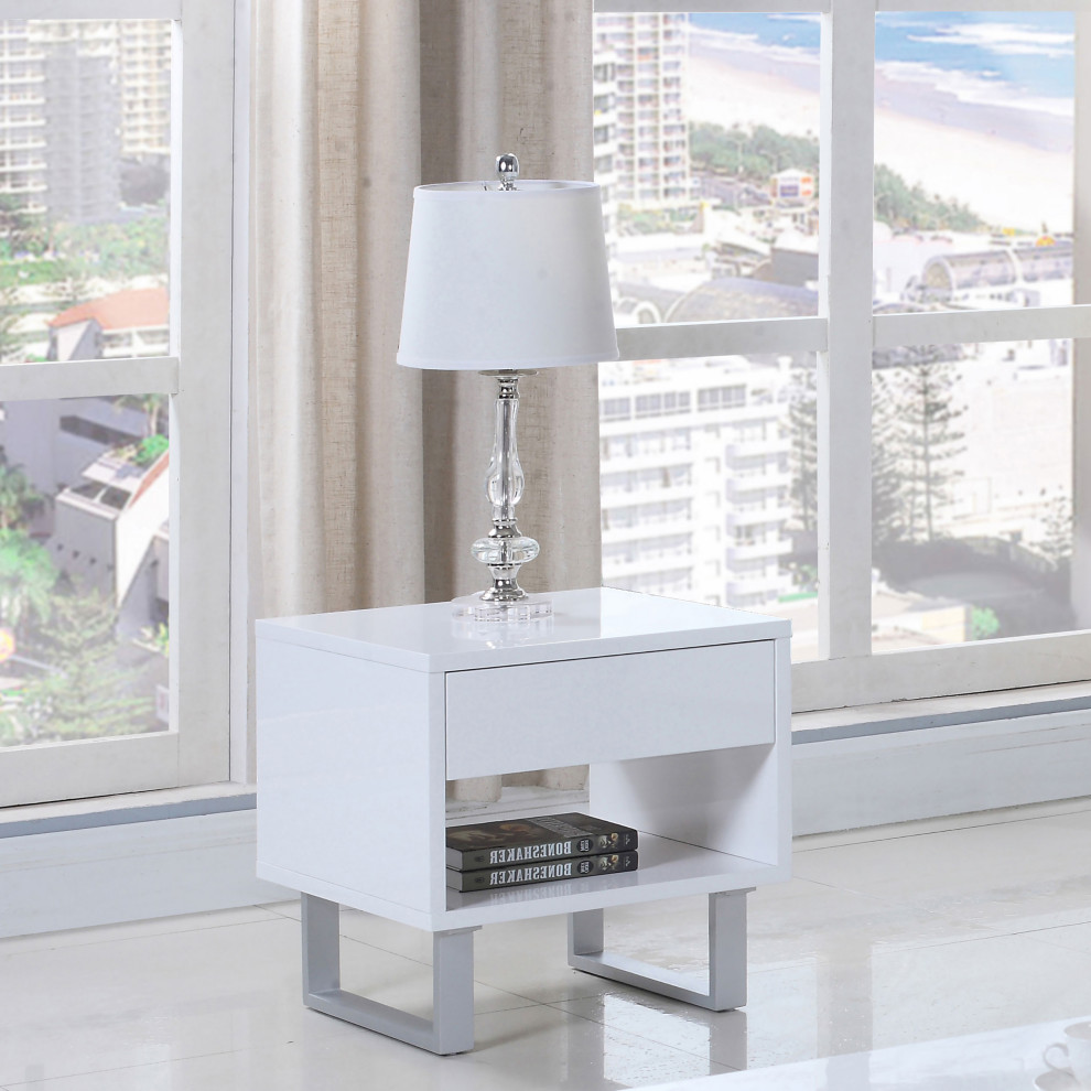 Atchison 1 drawer End Table High Glossy White   Modern   Side Tables And End Tables   by Modon  Houzz