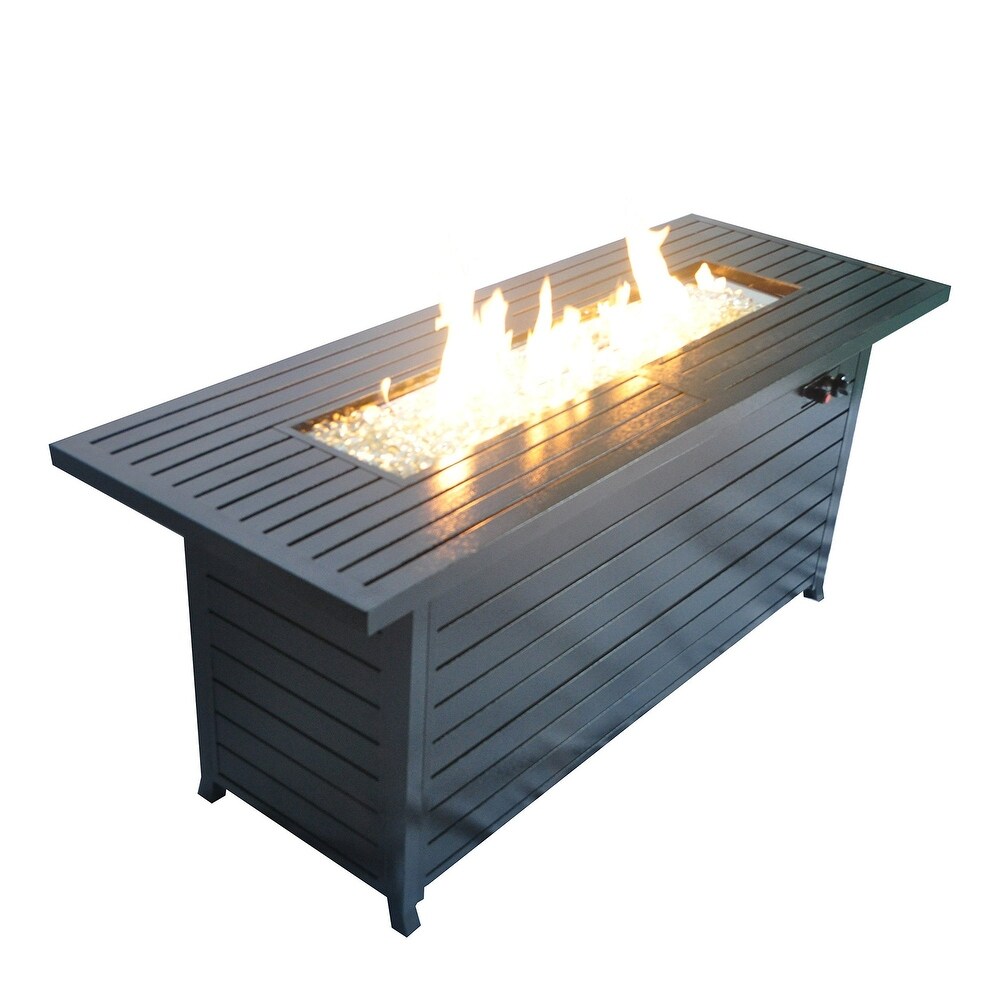 Rectangular Steel Outdoor Fire Pit Table with Control Panels