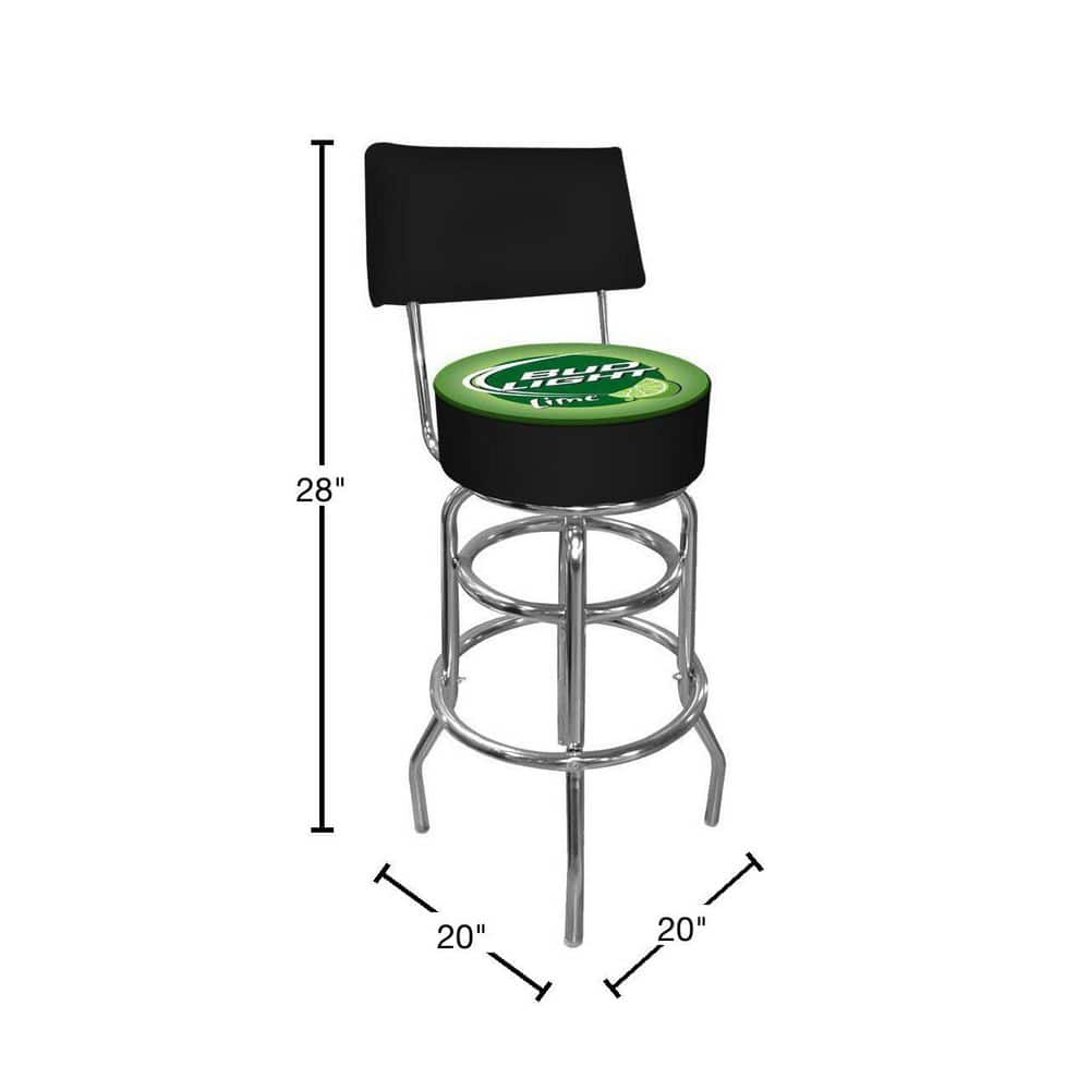 Trademark Bud Light Lime 30 in. Chrome Swivel Cushioned Bar Stool AB1100-BLLIME