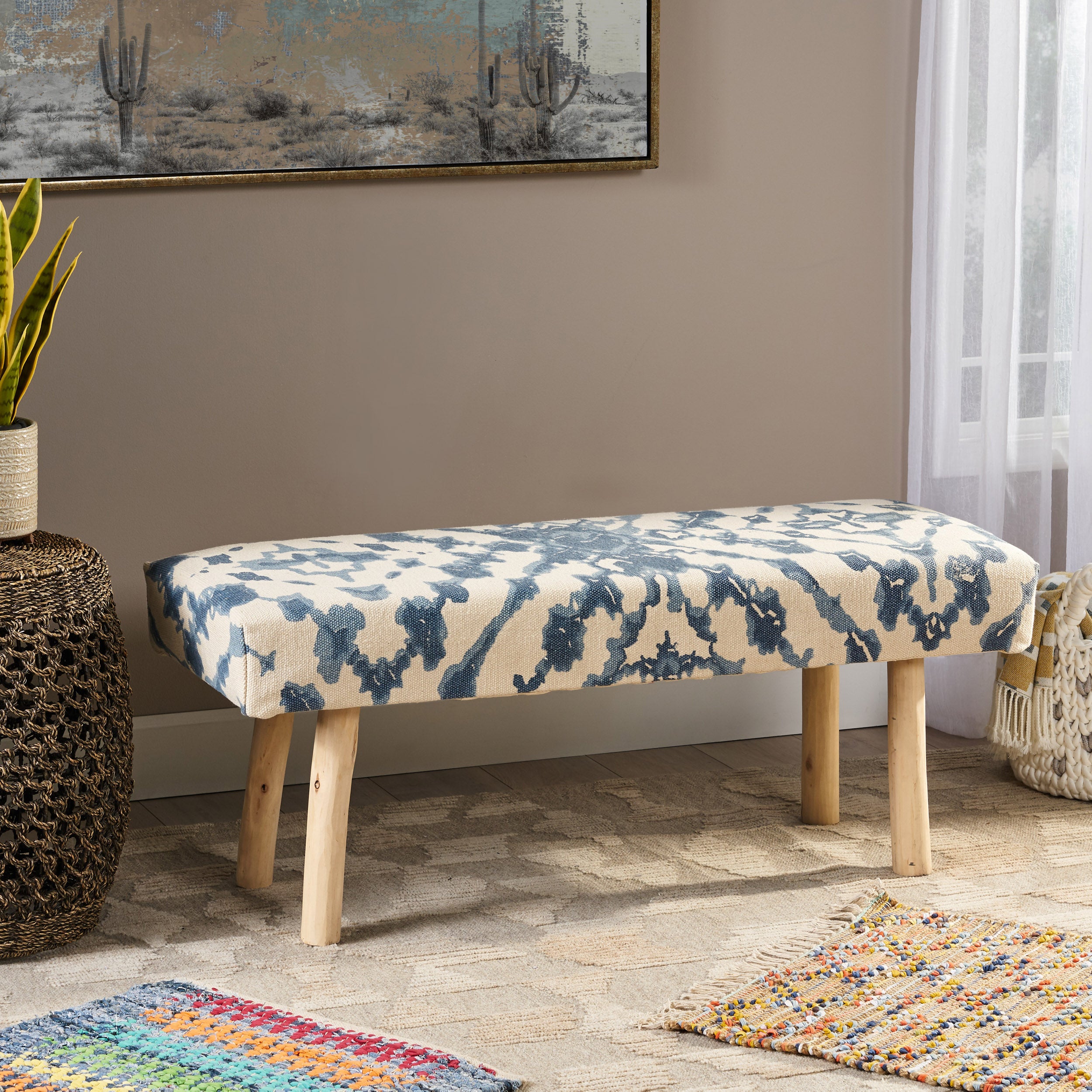 Carrera Handcrafted Boho Rectangular Fabric Bench