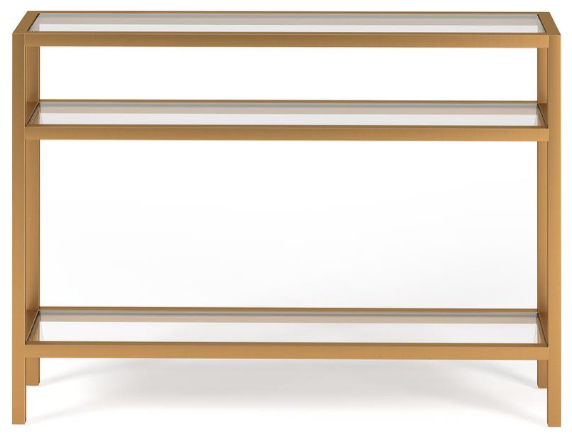 Sivil 42  x27 x27Wide Rectangular Console Table in Brass   Contemporary   Coffee Tables   by BisonOffice  Houzz