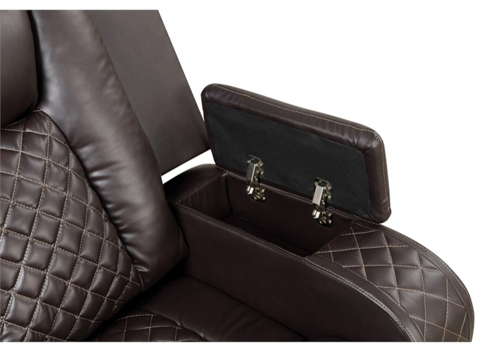 Benz LED  ampPower Reclining Loveseat Made With Faux Leather in Brown   Contemporary   Loveseats   by Homesquare  Houzz