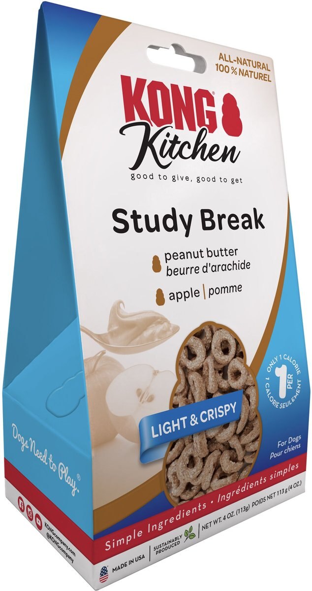 KONG Kitchen Study Break Grain-Free Peanut Butter Crunchy Dog Treats， 4-oz box