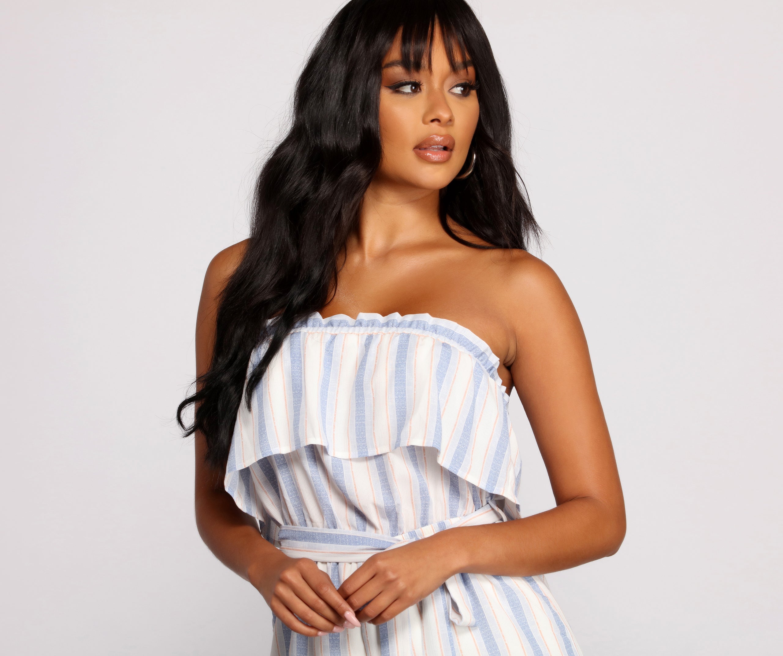 Sweeter In Stripes Strapless Romper