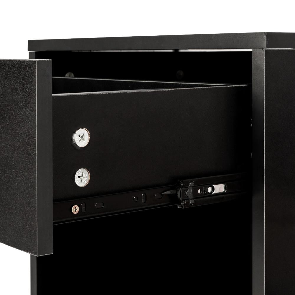 Kshioe Set of 2 Nightstand End Beside Table Storage with Drawer Black