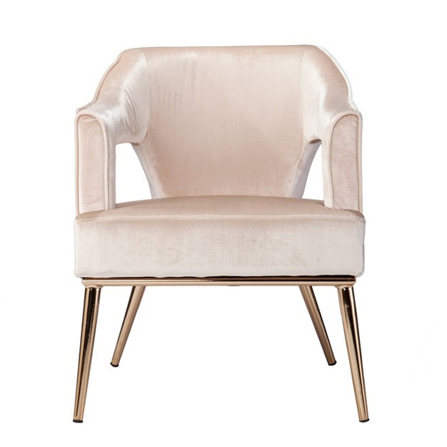 Ganex Upholstered Accent Chair Taupe champagne Aiden Lane