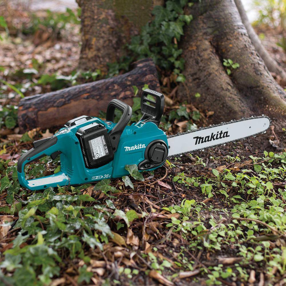 Makita LXT 16 in. 18V X2 (36V) Lithium-Ion Brushless Battery Chain Saw Kit with 4 Batteries (5.0 Ah) XCU04PT1