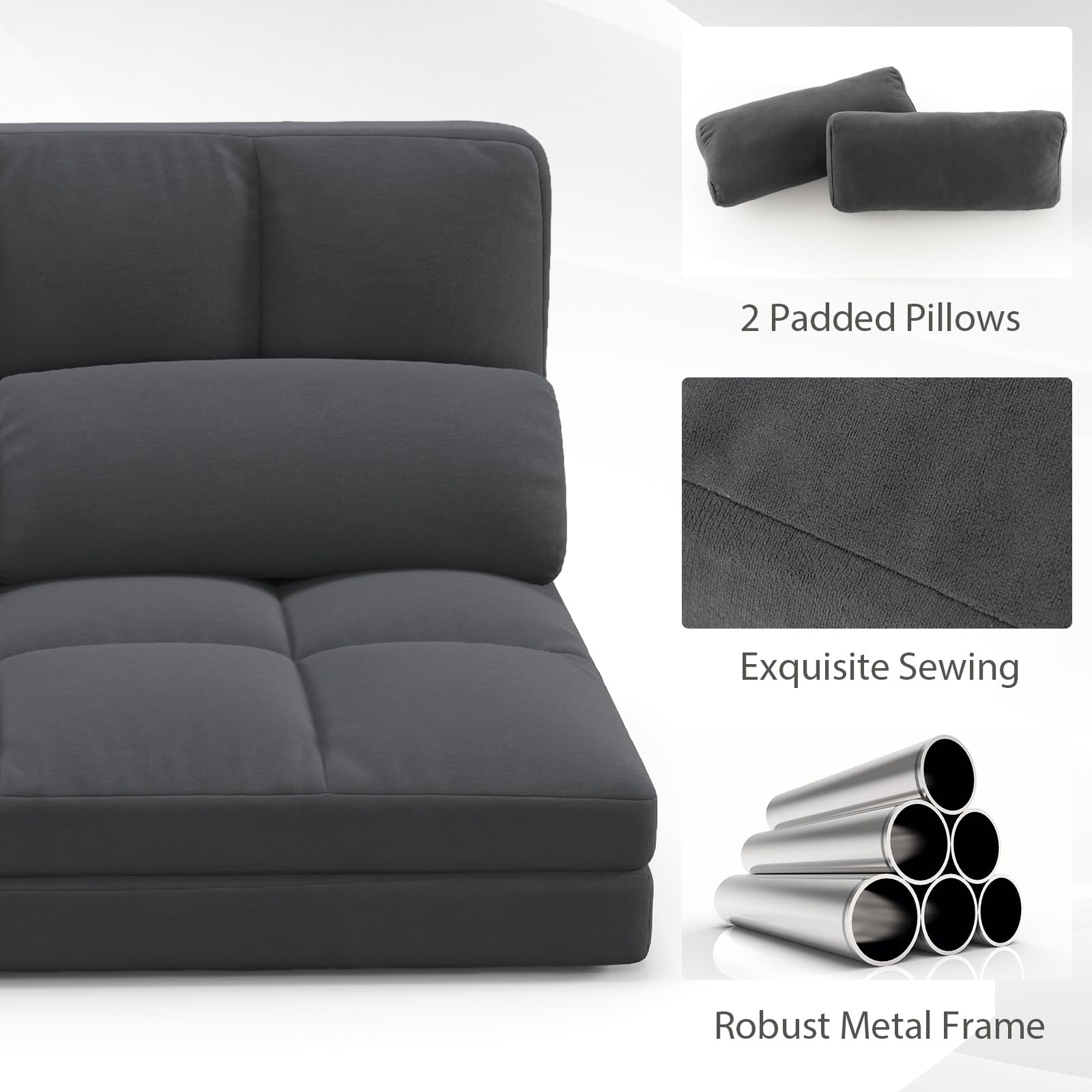 Giantex Floor Sofa Bed with 2 Pillows, Convertible Sofa Couch