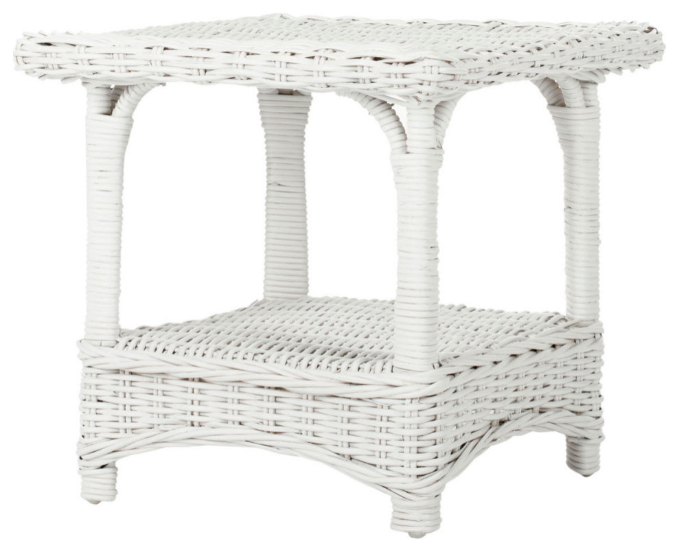 Owen Rattan Side Table White   Tropical   Side Tables And End Tables   by AED Luxury Home Decor  Houzz