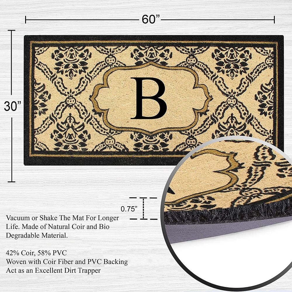 A1HC Uriel Bleached Coir Anti shred Monogrammed Doormat  30\