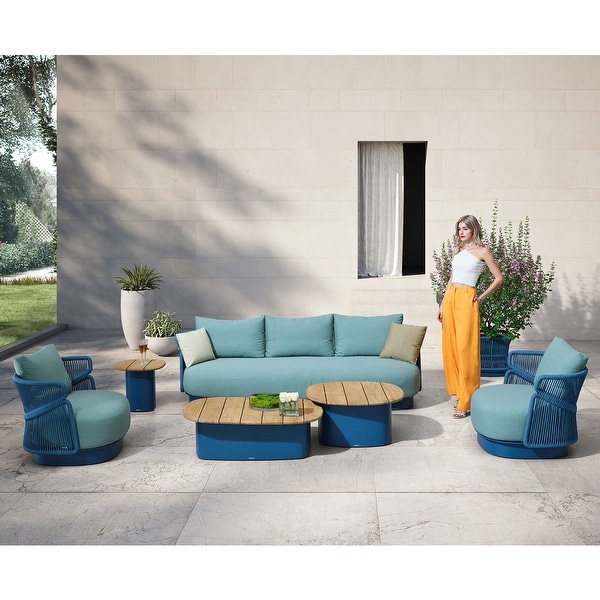 Aio 6Piece Outdoor Seating Set with Cushions，Aluminum，Luxury collection by HIGOLD