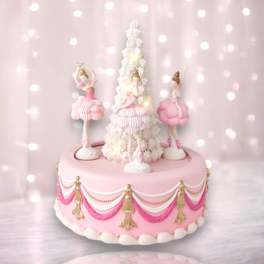 10 Musical LED Pink Cake With Ballerinas