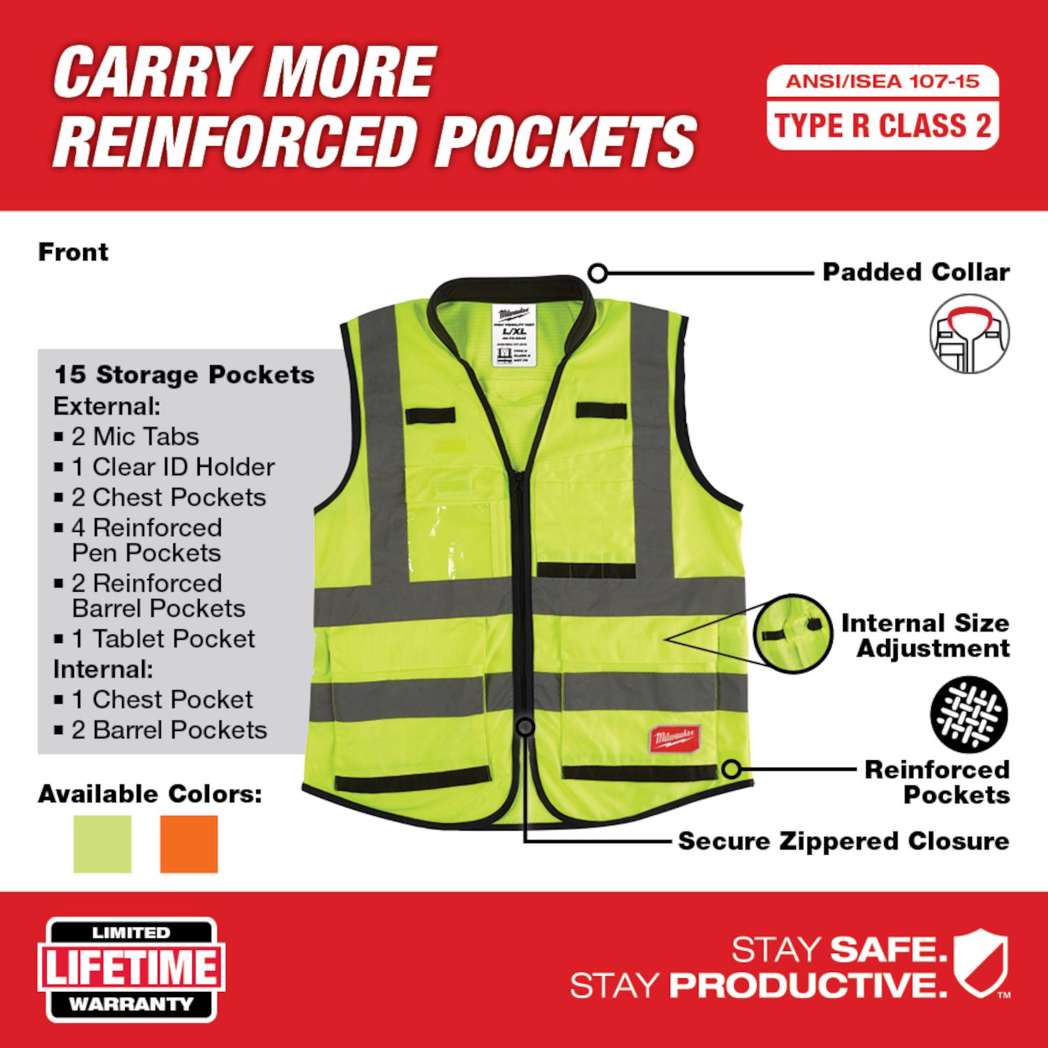 MW Performance Safety Vest High Visibility Yellow S/M